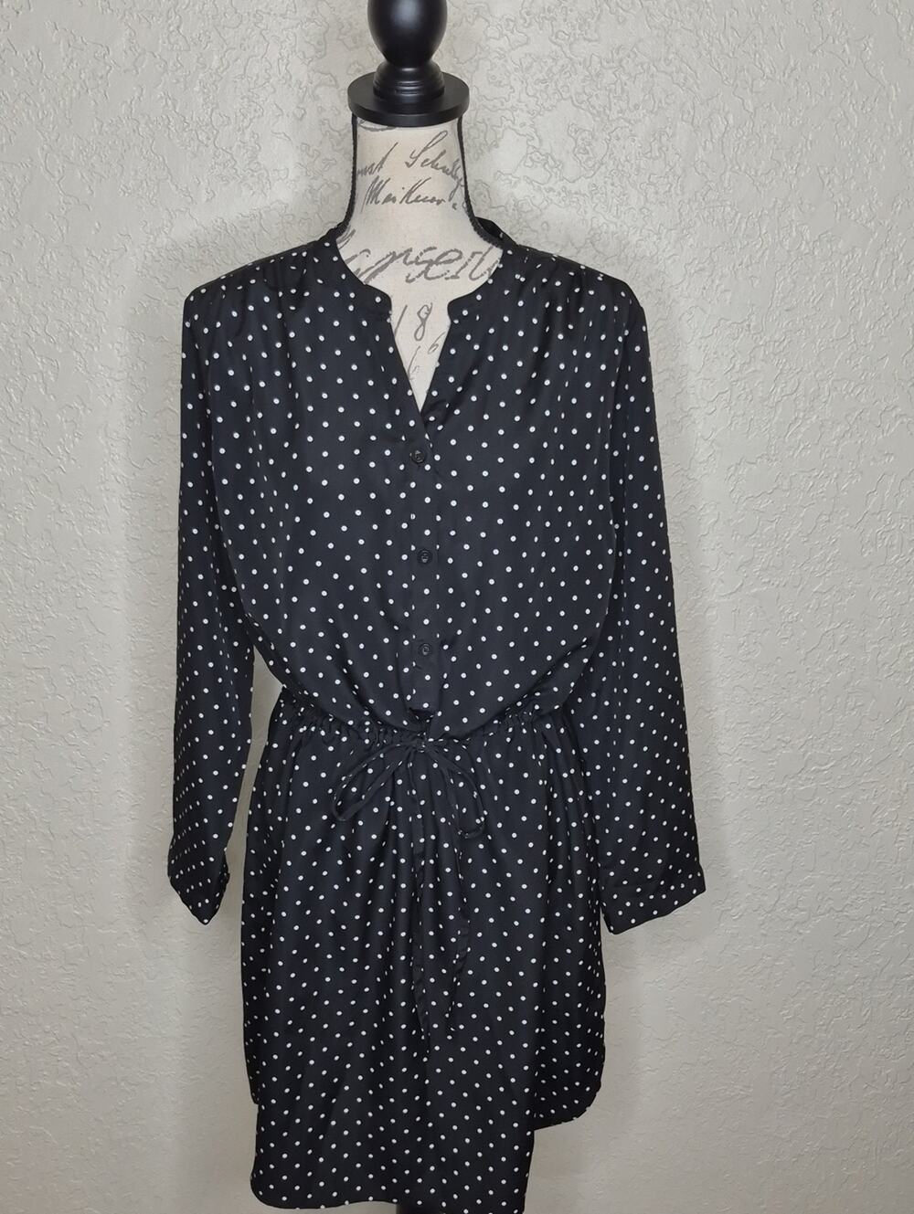 Larry Levine Polka Dot Blouson Style Dress Size L